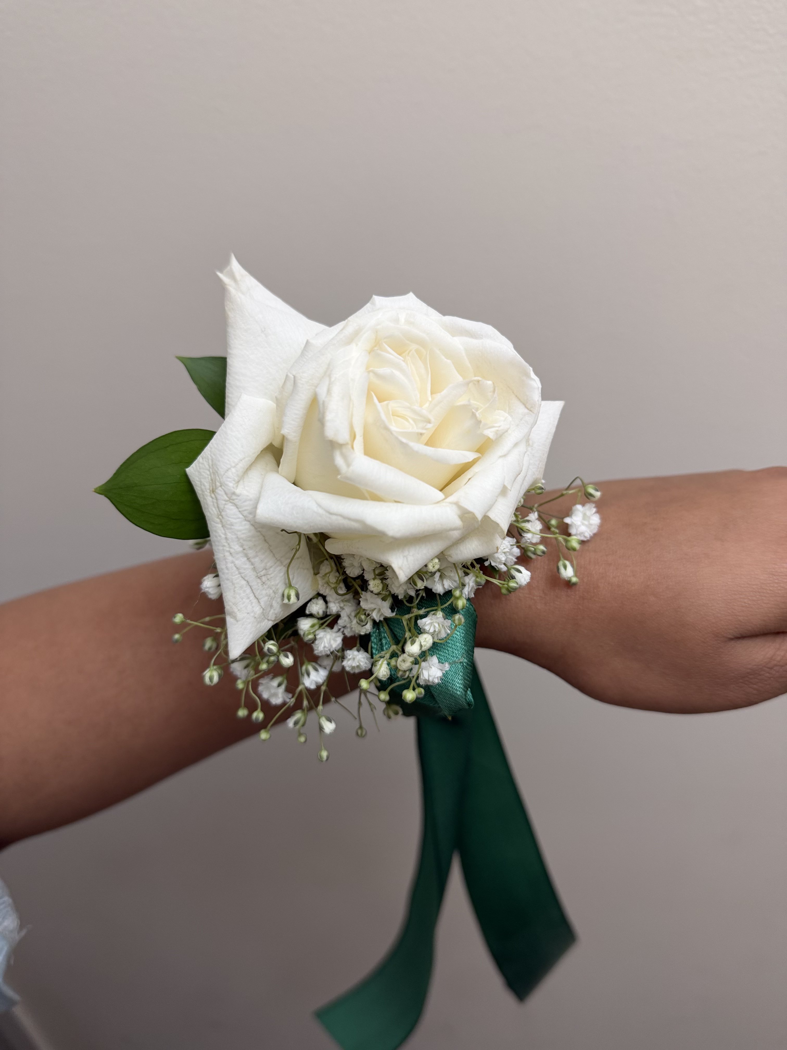 White rose corsage