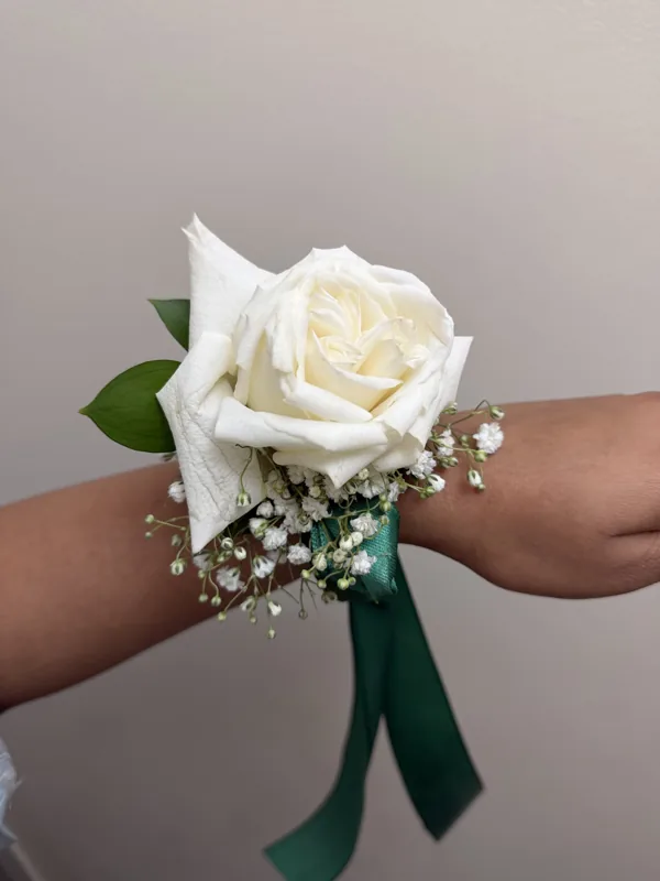 White rose corsage