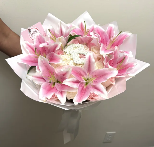 Blush lily monogram