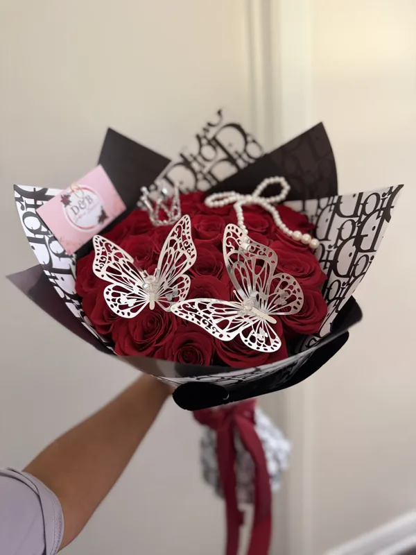 Silver butterfly roses